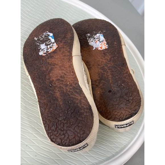 Superga 2750 Woven Plimsoll Trainers Womens 41 Round Toe Lace Up Cream Fabric - Picture 9 of 11